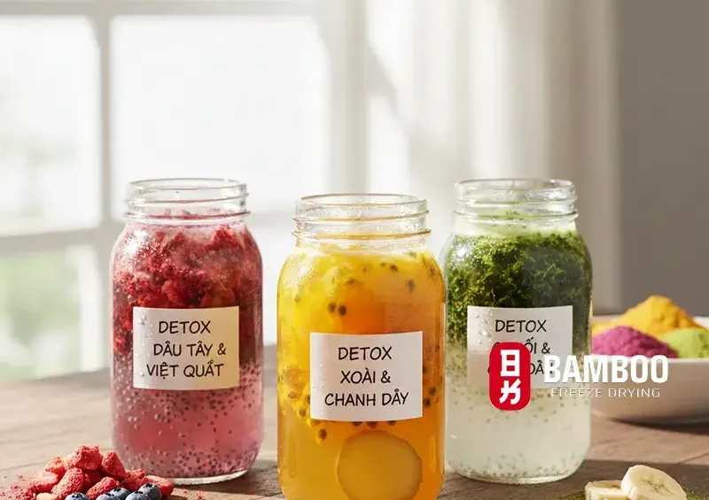Công thức làm nước detox bằng bột trái cây sấy thăng hoa