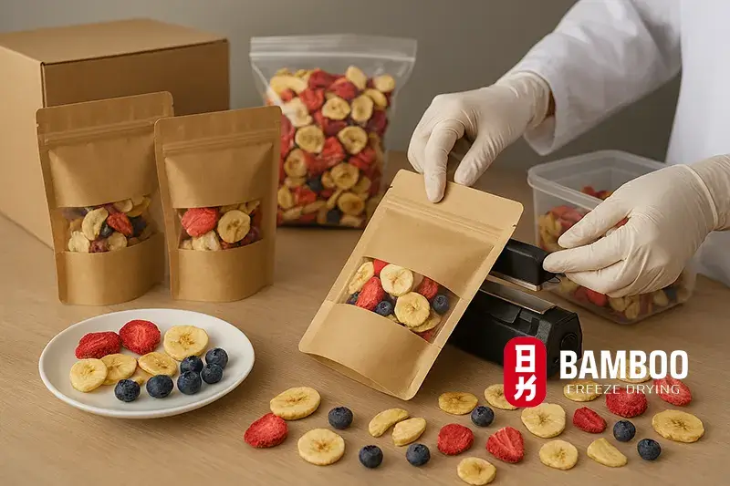 Hoàn Thiện, Đóng Gói và Bảo Quản trái cây sấy thăng hoa