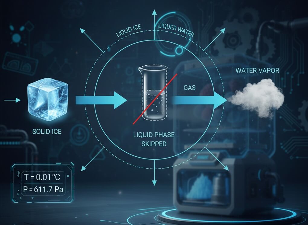 Giải thích cơ chế vật lý biến băng thành hơi không qua thể lỏng