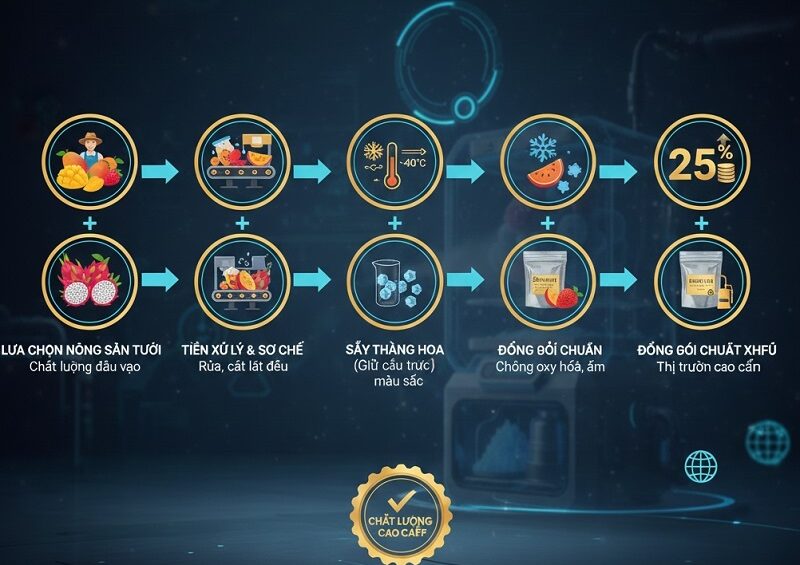 Quy Trình Farm-To-Dryer: Bí Quyết Nâng 25% Giá Trị Trái Cây Sấy